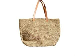 Raffia Market Bag & Leather Handles
