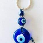 blue glass evil eye keychain
