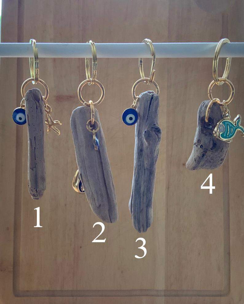 Driftwood Keyring with Charm