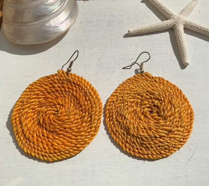 Raffia straw earrings
