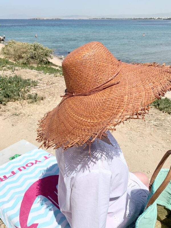 Wide Brim Raffia Sun Hat with Fringe
