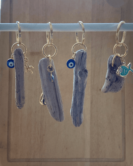 Driftwood Keyring with Charm