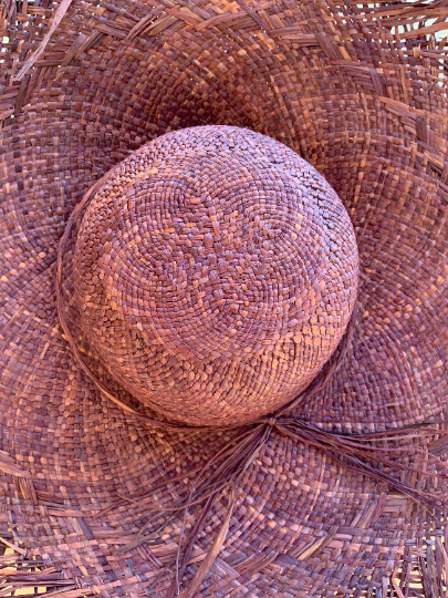 Aubergine Frayed Straw Hat