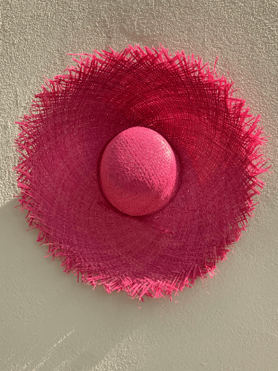Pink Raffia Straw Hat
