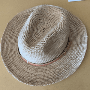 Crochet Raffia Panama Hat with Leather Strap