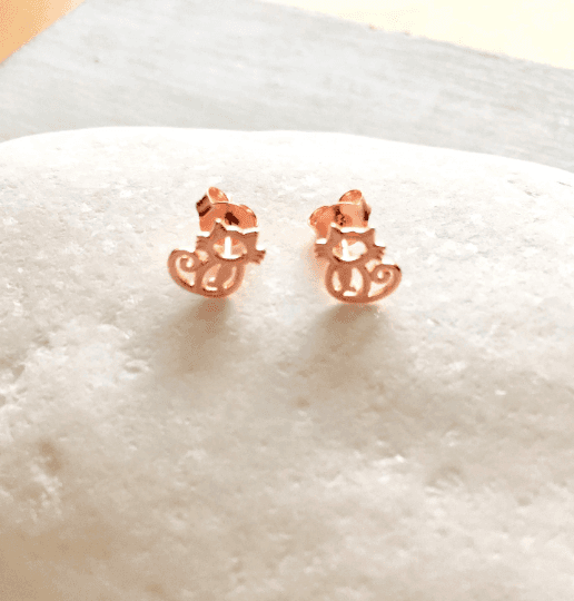 Rose Gold Cat Stud Earrings