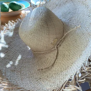 Wide Brim Straw Hat with Fringe