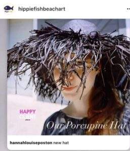 Porcupine Black Raffia Hat with Long Fringe