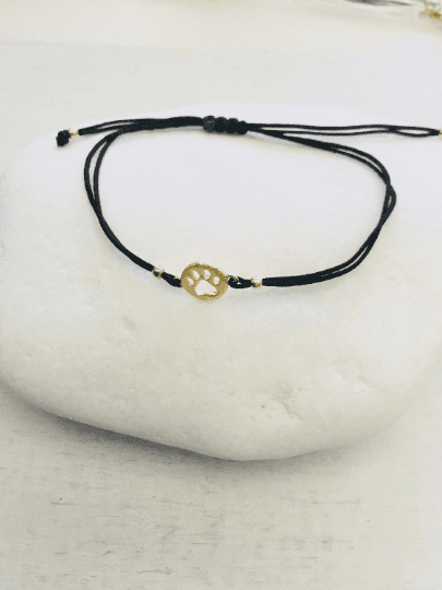 Gold Paw Print Macrame Bracelet