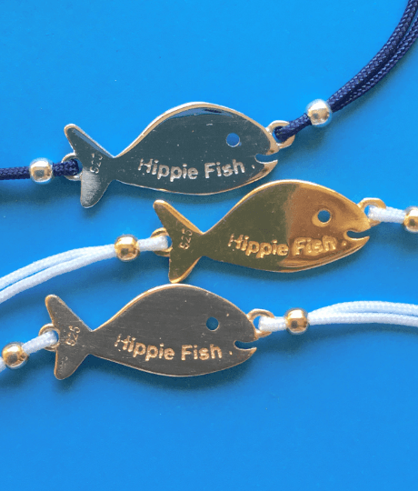 Rose Gold Hippie Fish Charm Macrame Bracelet