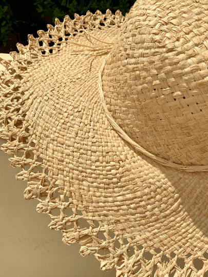 French Woven Edge Raffia Hat