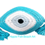 Crochet Eye Cushion Turquoise