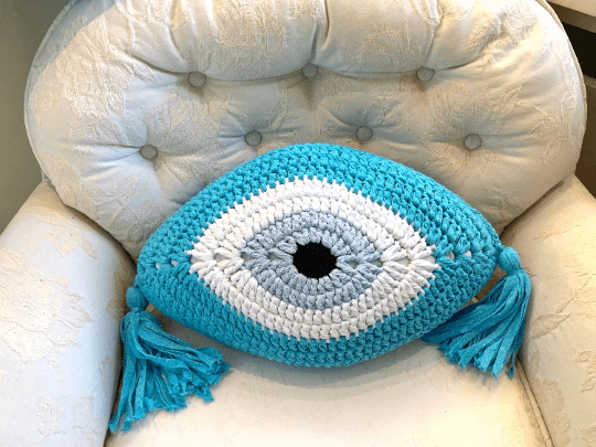 Crochet Eye Cushion Dark Grey