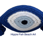 Crochet Eye Cushion Blue