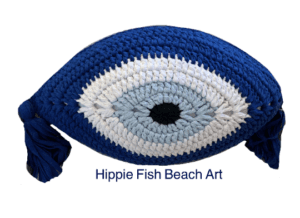 Crochet Eye Cushion Blue