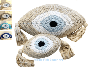 Crochet Eye Cushion Beige
