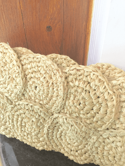 Natural Crochet Raffia Clutch Bag