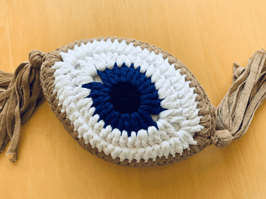 Crochet Eye Cushion Camel Small