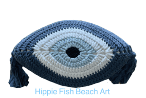 Crochet Eye Cushion Denim Blue Large