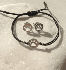 Silver Paw Bracelet & Earrings Gift Set