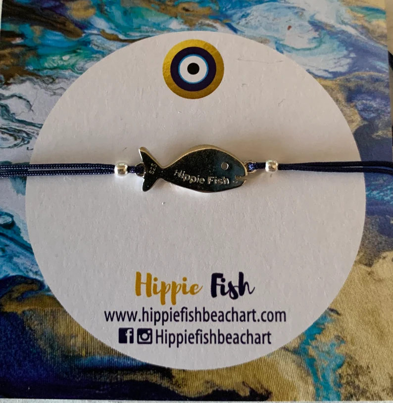 Hippie Fish Silver Charm Bracelet