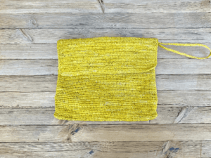 Yellow Raffia Clutch Bag