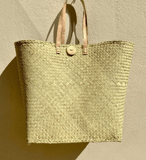Large Woven Palm Straw Tote Bag