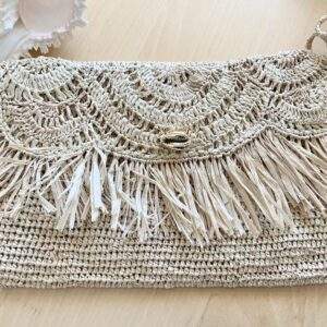Straw Bag with Gold Shell