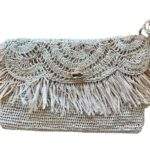 Crochet Straw Clutch Bag with Gold Cowrie Shell