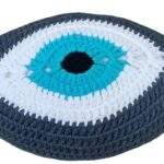 Crochet Eye Cushion Denim Blue Turquoise