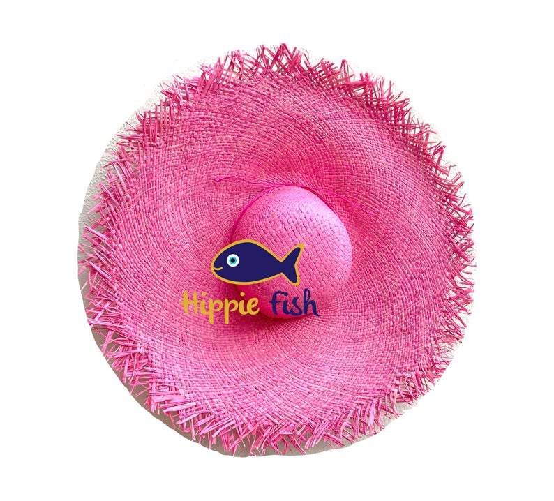 Candy Pink Raffia Hat with Fringe