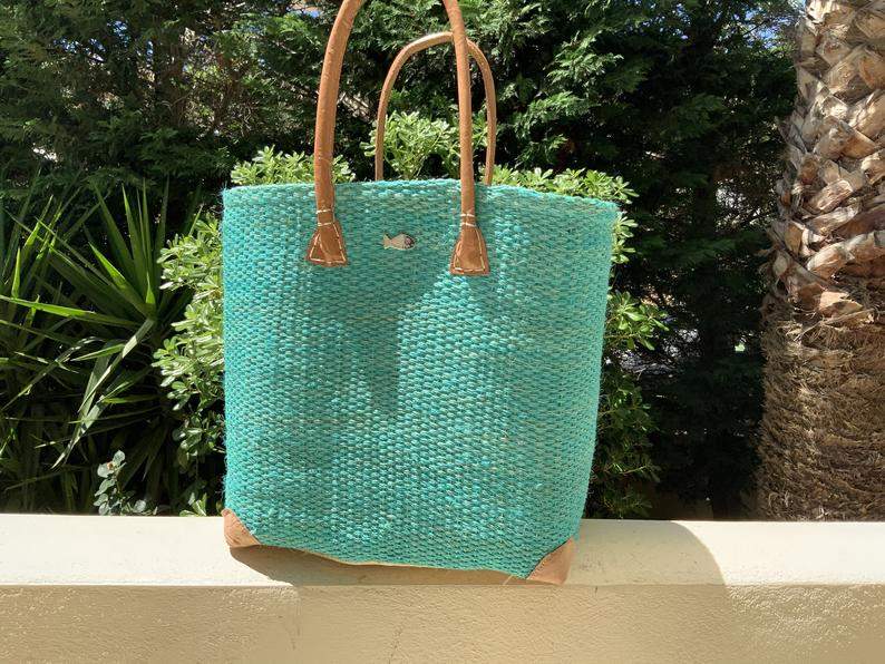 Straw Beach Tote with Long Handles
