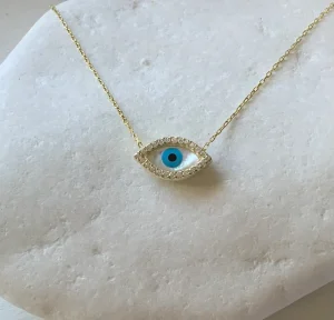 Gold Evil Eye Charm Necklace