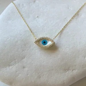 Gold Evil Eye Charm Necklace