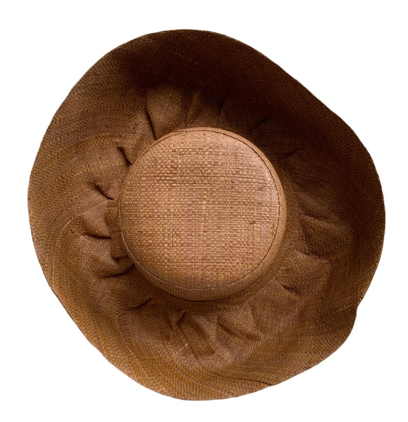 Brown Straw Hat With Medium Flexible Brim