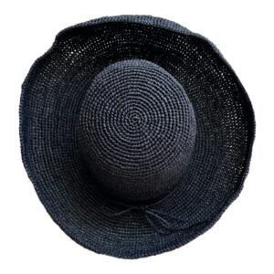 Black Crochet Straw Hat