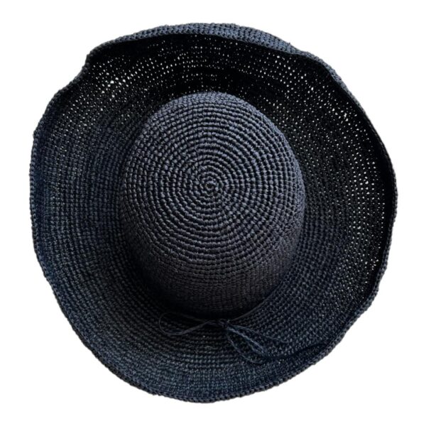 Black crochet straw hat