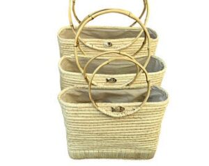 bamboo handle straw bag